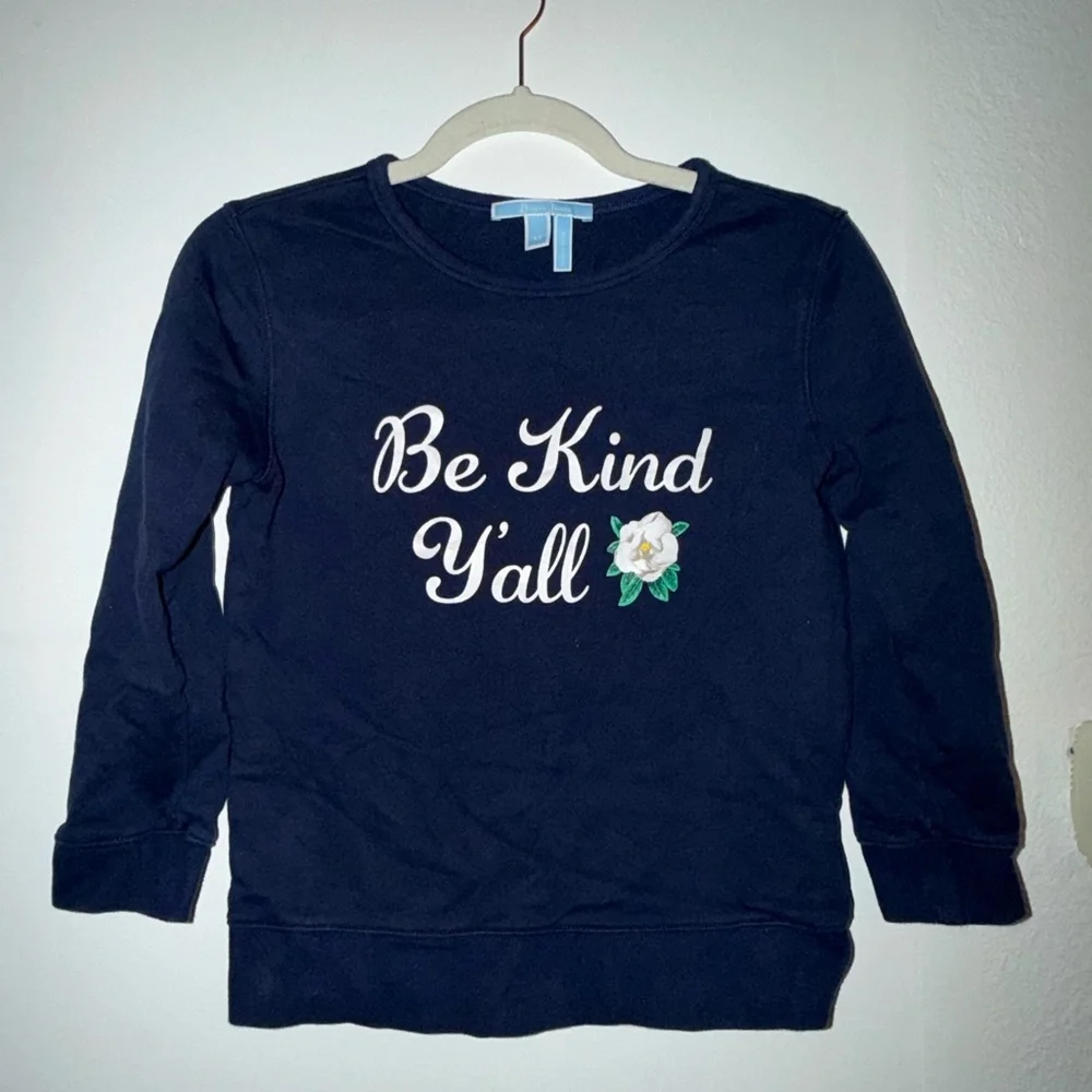 Draper James Be Kind Y'all Navy Blue Sweatshirt XS - Picture 2 of 7